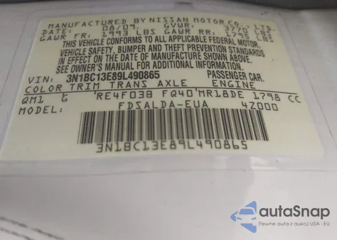 2009 Nissan Versa 1.8S из США, поврежденный, VIN 3N1BC13E89L490865